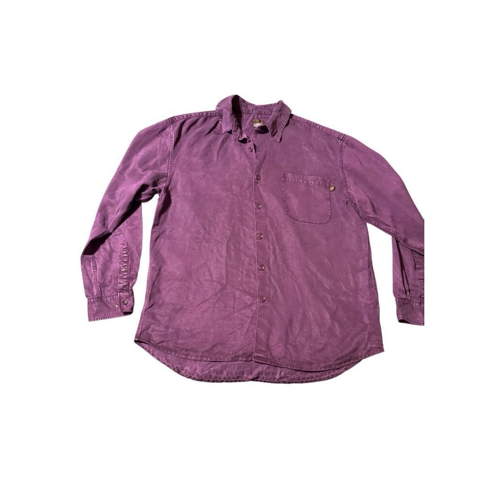 Weekendz off Men's Tencel long sleeve button-down plum shirt M